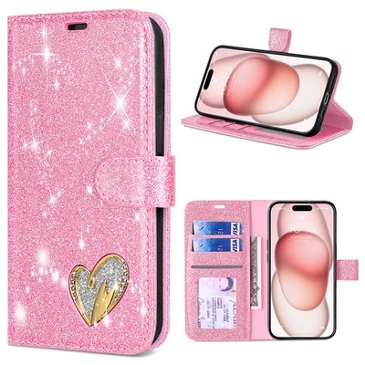 Glitter Love Wallet Phone Case For Honor 200 400 Magic 6 7 Google Pixel 9 10 8
