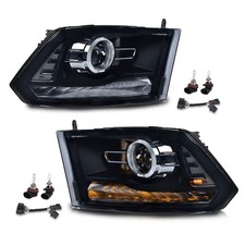 Led Headlights Smoke Black Bezel For 2009-12 2011 2012 Dodge Ram 1500 2500 3500