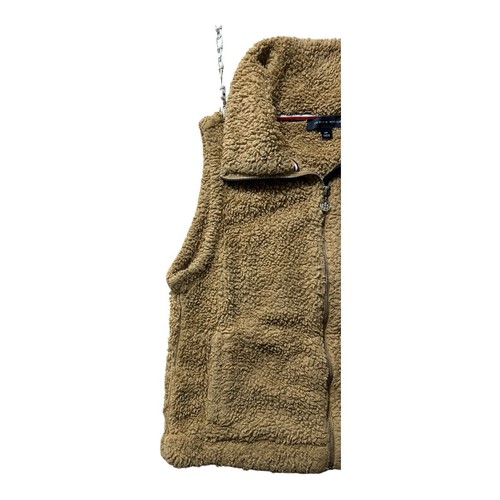 Tommy Hilfiger Brown Fuzzy Faux-Fur Full Zip Vest Women’s Size S - Picture 5 of 10