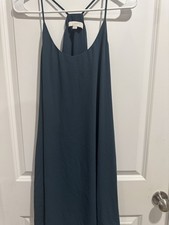 Ann Taylor Loft Size M Indigo Blue Dress Cross Back Strap Stylish Women