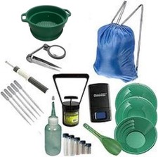 21pc Gold Panning Kit 12" 10" 8" Green Gold Pans, Large Classifier  Gold