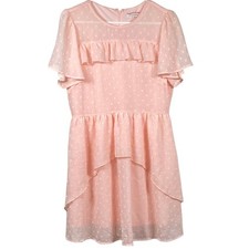 Andree By Unit Dress Women's Size Large Pink Textured Lined Cap Sleeve Midi