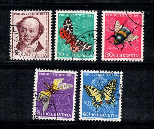 Schweiz 1954 Mi. 602-606 gebraucht 100% Pro Juventute, Schmetterlinge, berühmte Figuren