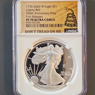 2026 W $1 American Silver Eagle Liberty Bell 250th Privy Proof PF70 NGC