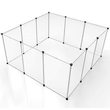 BRIAN  DANY Pet Dog Playpen, Clear Acrylic Puppy Play Pen clear,black