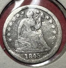 1845 US Seated LIBERTY Half Dime! "Philadelphia" Mint! VG Details! Coin