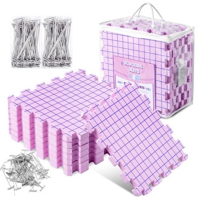 Opstin Knitting Blocking Mats and Pins, Interlocking 2, Purple 