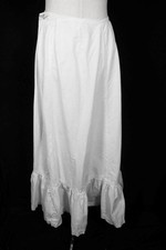 Rare Antique Victorian French Long Cotton Petticoat Size Small 27" Waist