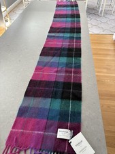 NWT Edinburgh 100 Lambswool Plaid Purple Scarf Scotland
