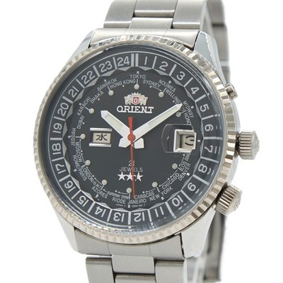 [N MINT] ORIENT King Master World Time EM00-C1CA Black 42mm Automatic Men's A675