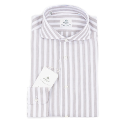Luigi Borrelli Regular-Fit Woven Stripe Cotton Dress Shirt 15.5 (Eu 39) NWT