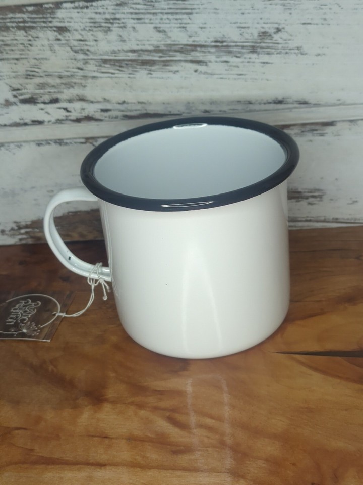 New White Enamel Coffee Mug 