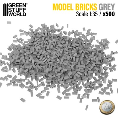 500x Ceramic Model Bricks - GREY - Basing Scatter Scenery - 1/35 (1/32 - 1/43)