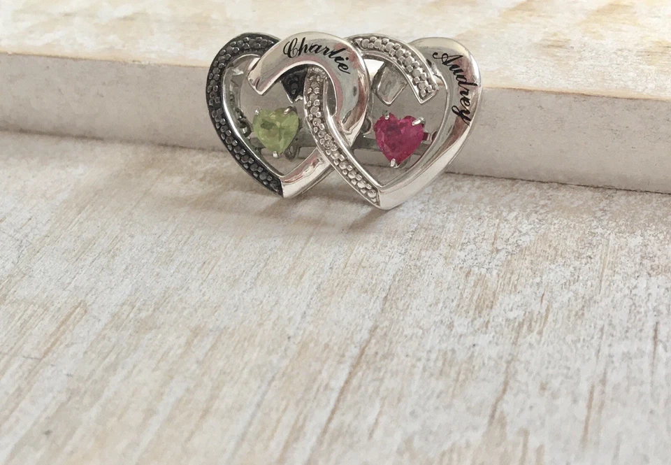 925 CHARLIE & AUDREY Kay Jewelers Sterling Silver Double Heart  Pendant - Image 2 of 4