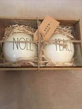 rae dunn 2 pack Christmas ornaments Ceramic Noel  peace 4  NIB