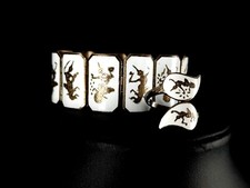 Schmuckset Silber wei&szlig;es SIAM Set Ring verstellbar + Armband T&auml;nzer Sterling