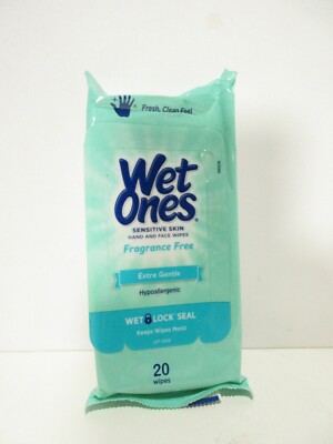 WET ONES Sensitive Skin Hand Wipes, Extra Gentle Unscented 20 ea (2 Pack)