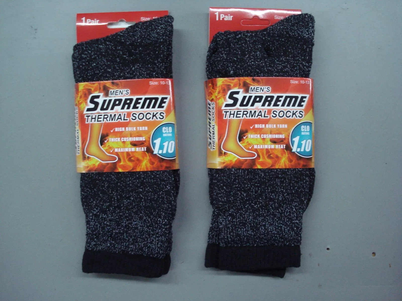 2 paires de chaussettes thermiques suprêmes homme PGM laine mélangée taille 10 13 noir #17D neuves avec étiquettes