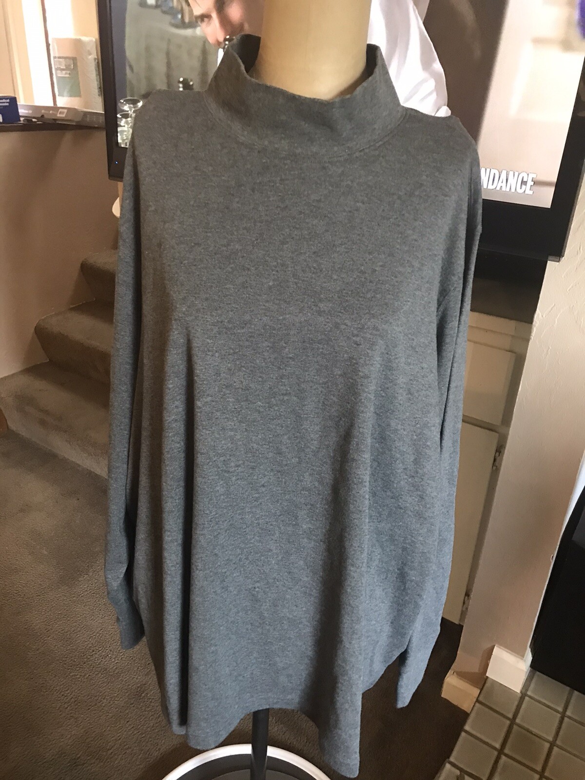 3X Relaxed Fit Gray Mock Turtleneck 