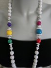 FAB! VTG 80'S BEADED NECKLACE CHUNKY WHITE REVERSIBLE BOLD COLORFUL LUCITE BEADS — photo 2