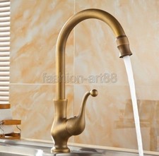Antique Brass Bathroom Kitchen Vessel Sink Swivel Spout Faucet Mixer Tap fan056