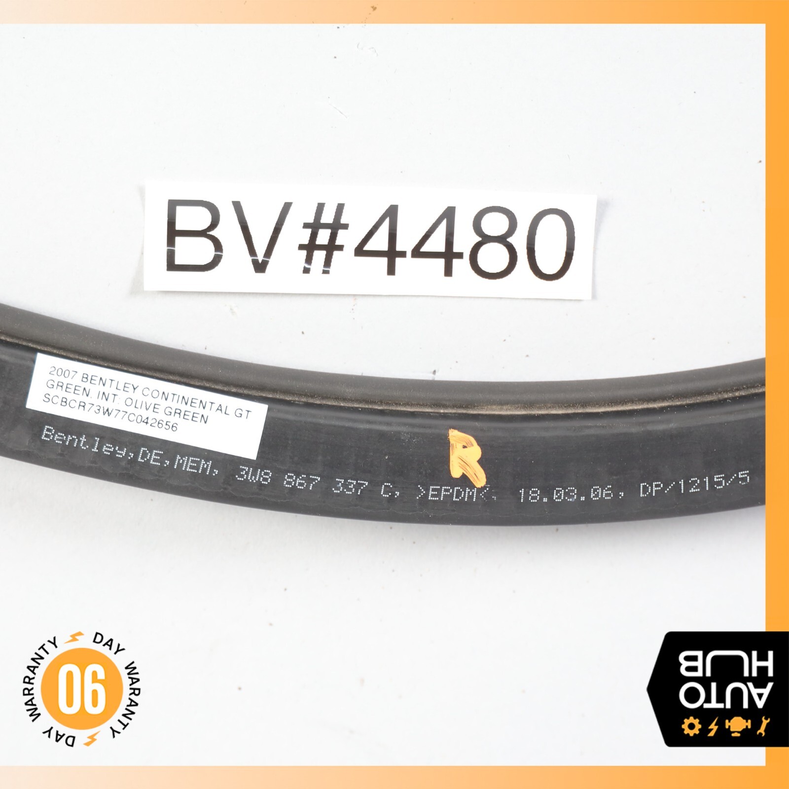 03-10 Bentley Continental GT Coupe Left or Right Side Lower Door Seal Rubber OEM