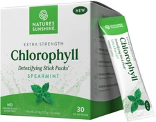 Chlorophyll Extra Strength 30 Spearmint Detoxifying Stick Packs Nature's Sunshin