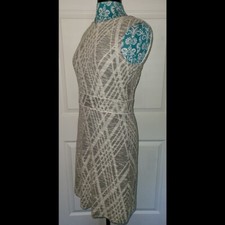 NWT Ann Taylor Sleeveless Career Dress Shell Lined Fitted Grey White 36",  sz 6
