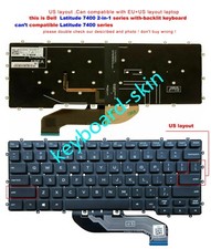 New For Dell Latitude 7400 2-in-1 Backlit US Keyboard Not for Latitude 7400
