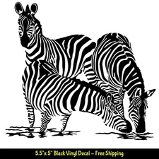 Zebra Cool Trio 5.5" x 5" Black Vinyl Decal Car Windows Laptop Tablet