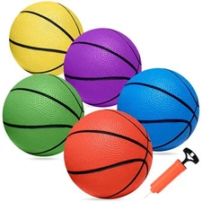 Mini Basketballs Set 5 Pack 6" with Pump for Pools and Indoor/Outdoor Play