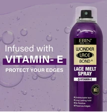 Ebin Wonder Lace Bond Wig Melt Spray Long Lasting Hold W/VitaminE (2.7 Oz).