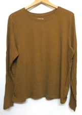 Time And Tru Shirt Womens XXL 2XL Brown Tee Long Sleeve Pima Cotton Stretch Top