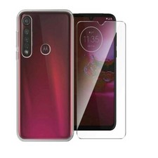 For MOTOROLA MOTO G STYLUS TEMPERED GLASS SCREEN PROTECTOR  CLEAR SILICONE CASE