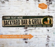 Custom Backyard Bar and Grill Decor Sign Pub Personalized Gift 4x18 104182002043