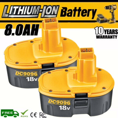 2PACK 18V For Dewalt 18 VOLT 8.0Ah DC9096 DC9098 Li-ion Battery DC9099 DC9096-2
