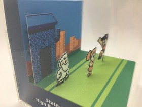 Mega Man NES Original Ending Credits Scene Shadow Box Diorama Cube Rock Man