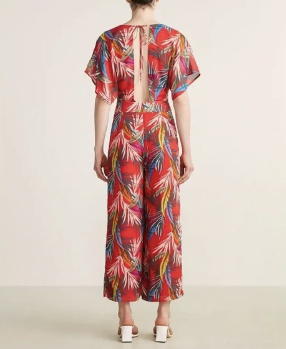 Red Carter Womens Vivian Jumpsuit Red Paradise Print NWT ($198) Sz