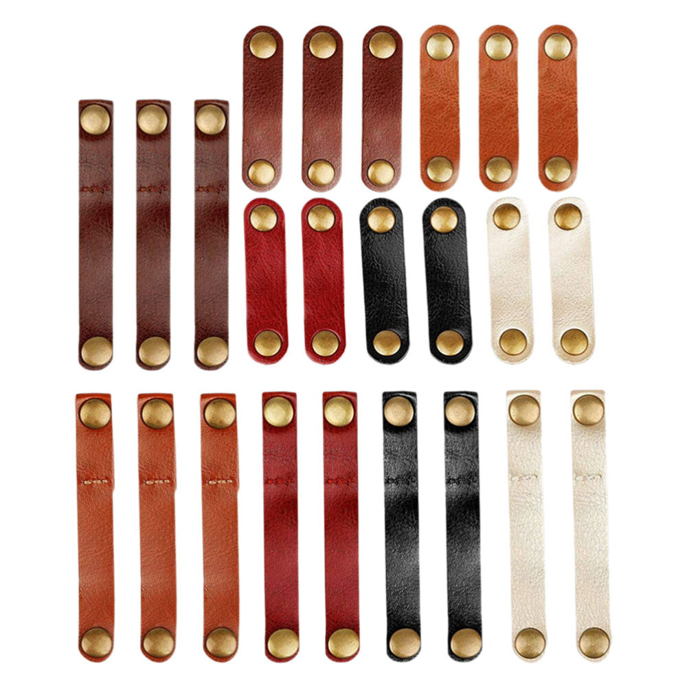 10-Pack Leather Cord Organizer Clips – Reusable Cable Straps For Chargers, Earphones, USB Cords