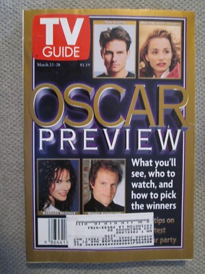 Vintage 1997 March 22-28 TV Guide Oscar Preview Tom Cruise Barbara Hershey