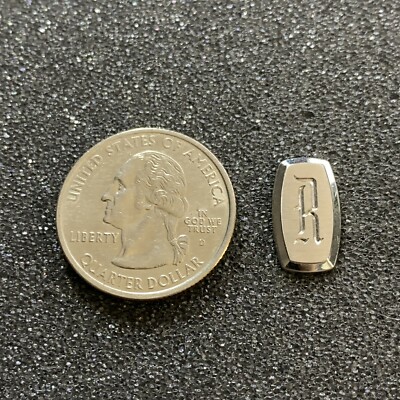 Letter ''R'' Initial Silver Tone Tie Tack Pin Pinback Rob Rick Ron Ryan Robert 