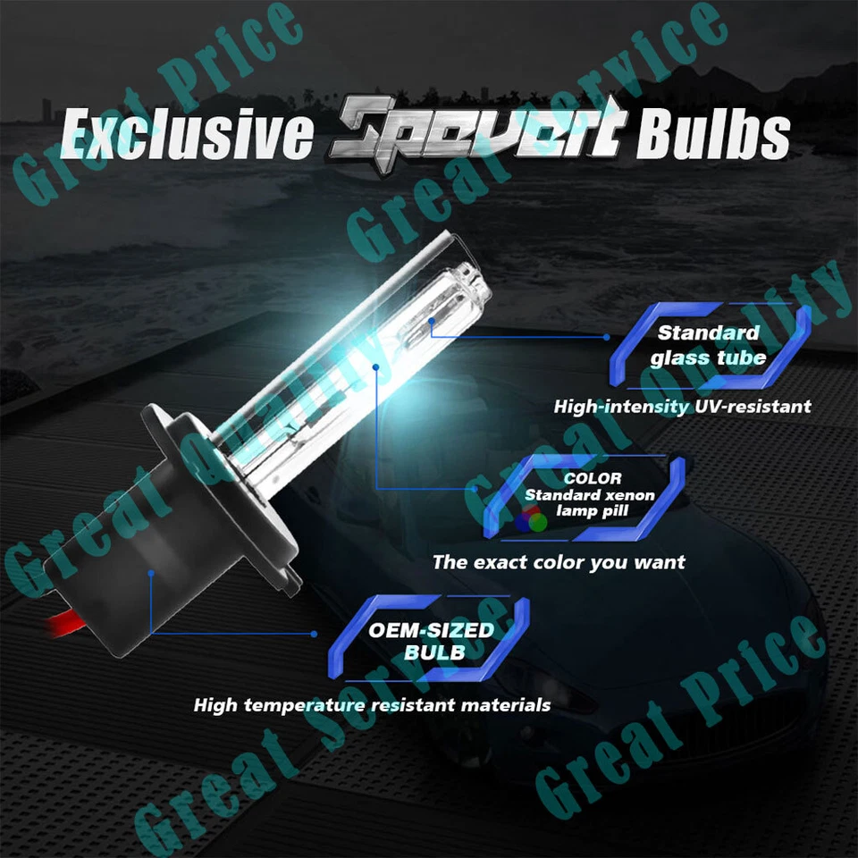 H1 H4 H7 H8 H9 H11 9005 9006 55W 12V HID Xenon Headlight Bulbs Kit 4300K~12000K - Image 4 of 4