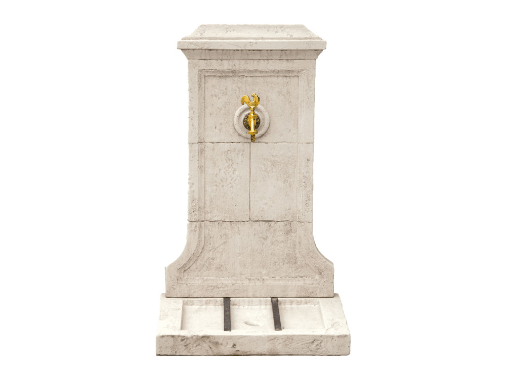 Fontaine murale en pierre robuste pour remplacer votre tuyau d'arrosage inesthétique