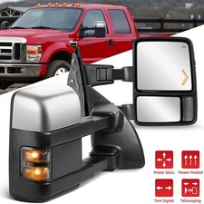 Chrome Tow Mirrors Power Heated Led Signal For 08-16 Ford F250 F350 F450 F550