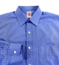 Brooks Brothers Men's Button Front Pocket Cotton Blue Check Dress Shirt 16-33