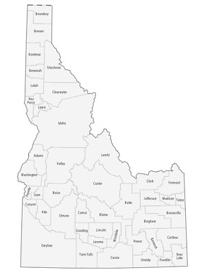 Idaho County Map GLOSSY POSTER PICTURE PHOTO PRINT BANNER 12014