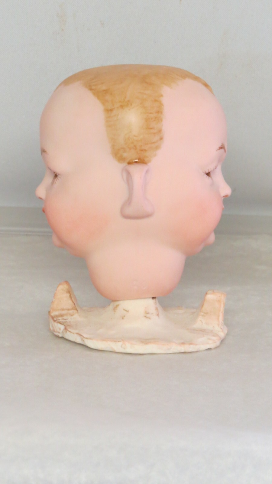 Tête de poupée KLEY & HANN Taille 5 : reproduction double face de collection en porcelaine