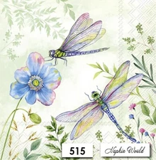 (515) TWO Paper LUNCHEON Decoupage Art Craft Napkins - DRAGONFLY DRAGONFLIES