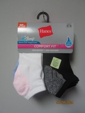 Hanes Women's 10-Pair X-Temp Assorted No Show Sock Shoe Size 5-9