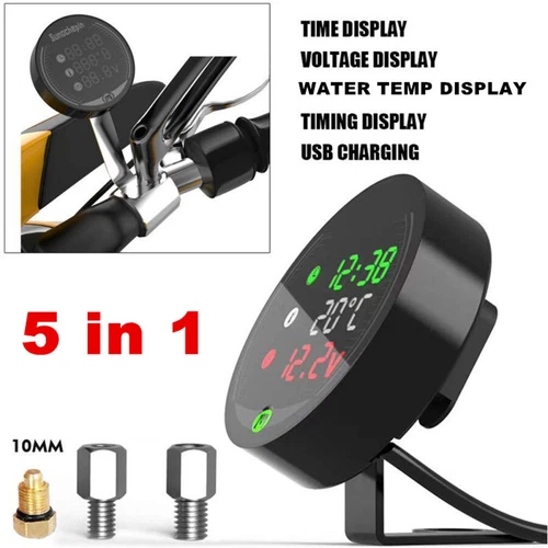 18mm Motorcycle Water Temp Gauge Water Temperature Sensor Adapter USB Charging - Picture 7 of 24